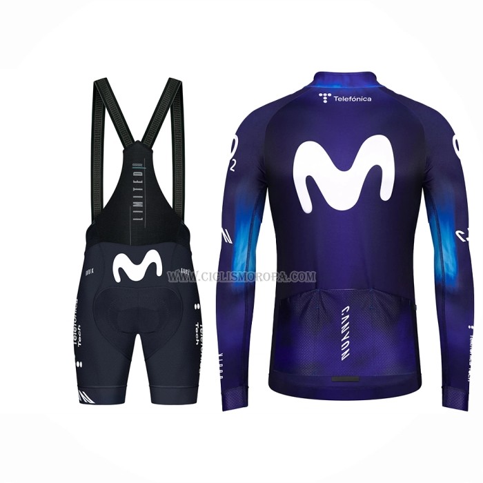 2023 Ropa Ciclismo Movistar Azul Blanco Mangas Largas y Culotte Largo